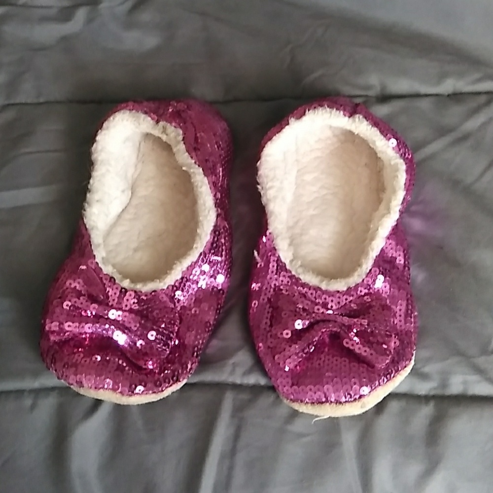 Pink sequin slippers